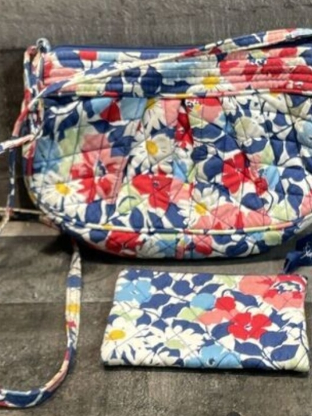 Vera Bradley Quilted Floral Shoulder Bag in Blue, Red, Pink, Yellow